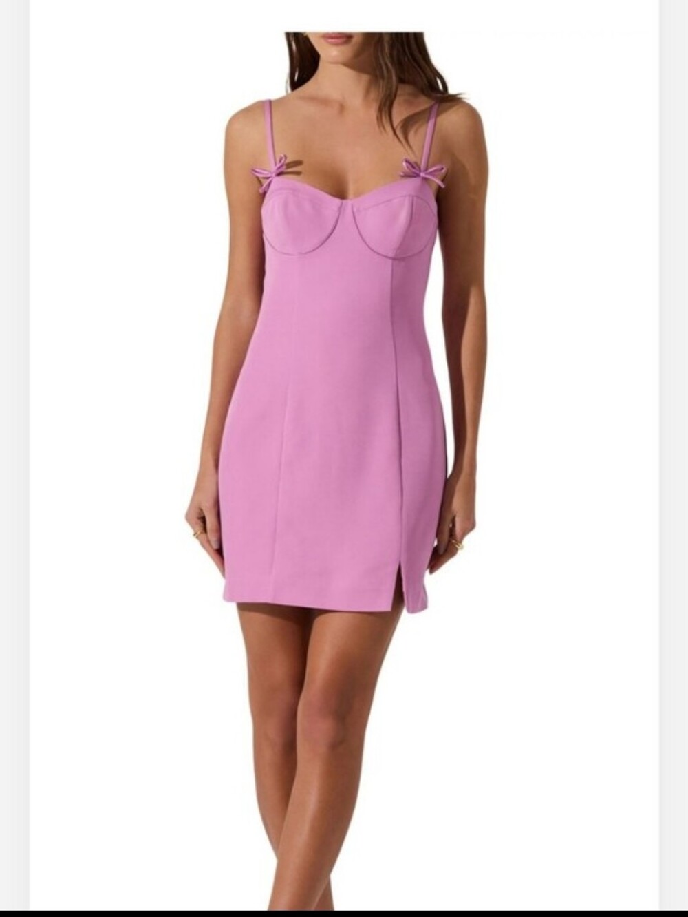 ASTR The Label Bow Detail Minidress In Color Lilac Pink Size Medium NWT